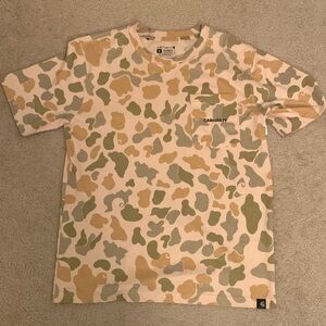 Carhartt Beige Camo Pocket Tee with Sage and Tan Pattern